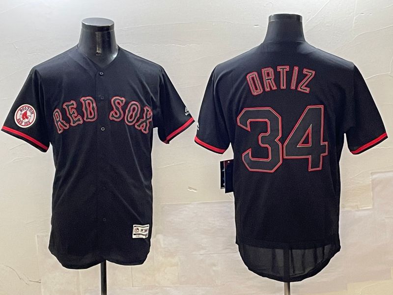 Men Boston Red Sox #34 Ortiz Black Fashion Elite 2025 Nike MLB Jersey style 2->boston red sox->MLB Jersey